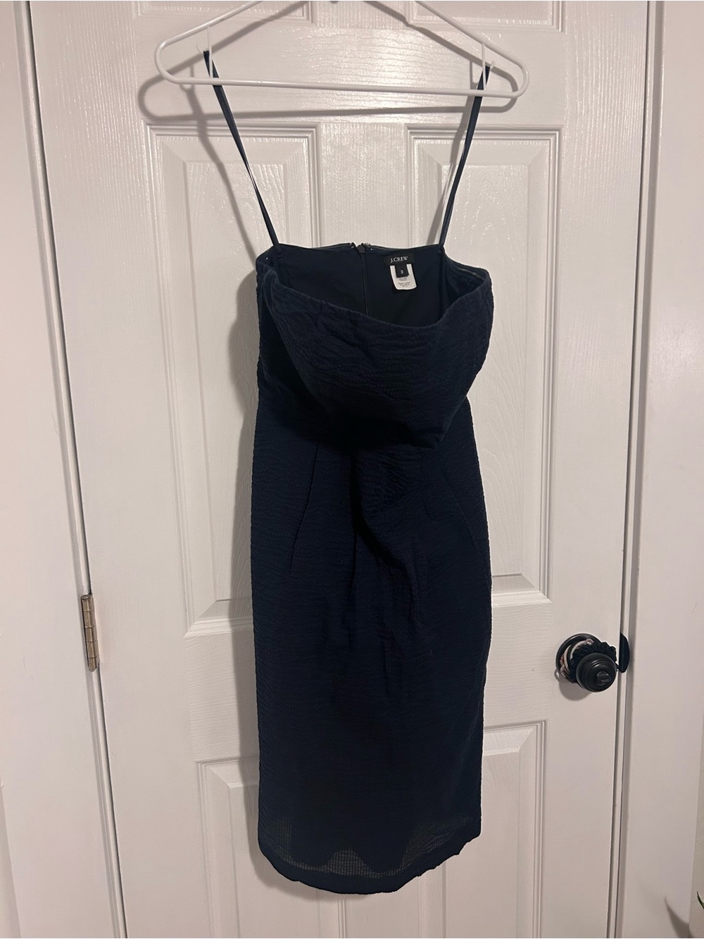 J. Crew Navy Strapless Textured Cocktail Dress